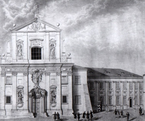 Kostel sv. Michala s budovou konventu před r. 1838 / Autor fotografie: Litoměřice|||Leitmeritz.net