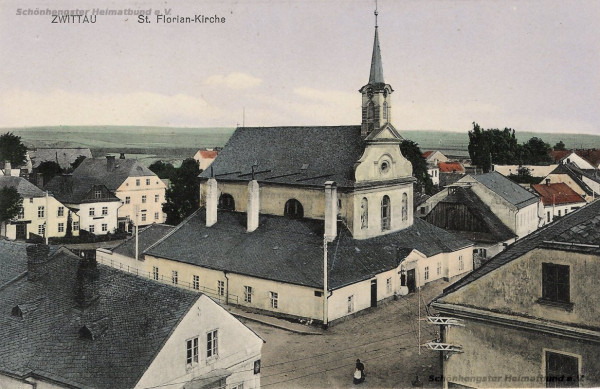 Kostel sv. Florána, v roce 1910 / Autor fotografie: www.schoenhengstgau.eu