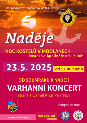 VARHANNÍ KONCERT / Koncertem vás provedou manželé Tatiana a Daniel Knut Pernetovi, kteří svým hudebním uměním vytvářejí nezapomenutelné atmosféry plné emocí, pokory a duchovní hloubky.  Dramaturgie večera symbolicky přechází od temnějších tónů soumraku až k jasu naděje, přinášející posluchačům prostor k zamyšlení i útěše. Na programu zazní výběr skladeb klasické varhanní literatury i duchovní hudby, které v akustice modlanského kostela dostávají zvláštní sílu a působivost.  / Autor fotografie: Tatiana a Daniel Knut Pernetovi