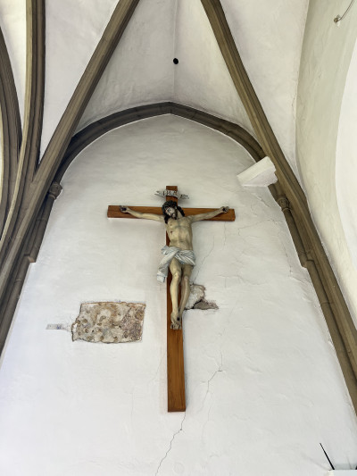 Interiér s ukázkou původní omítky / Autor fotografie: Jiří Lipovský