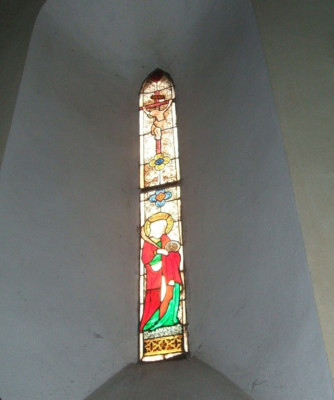 vitráž - Ukřižovaný a sv. Kateřina